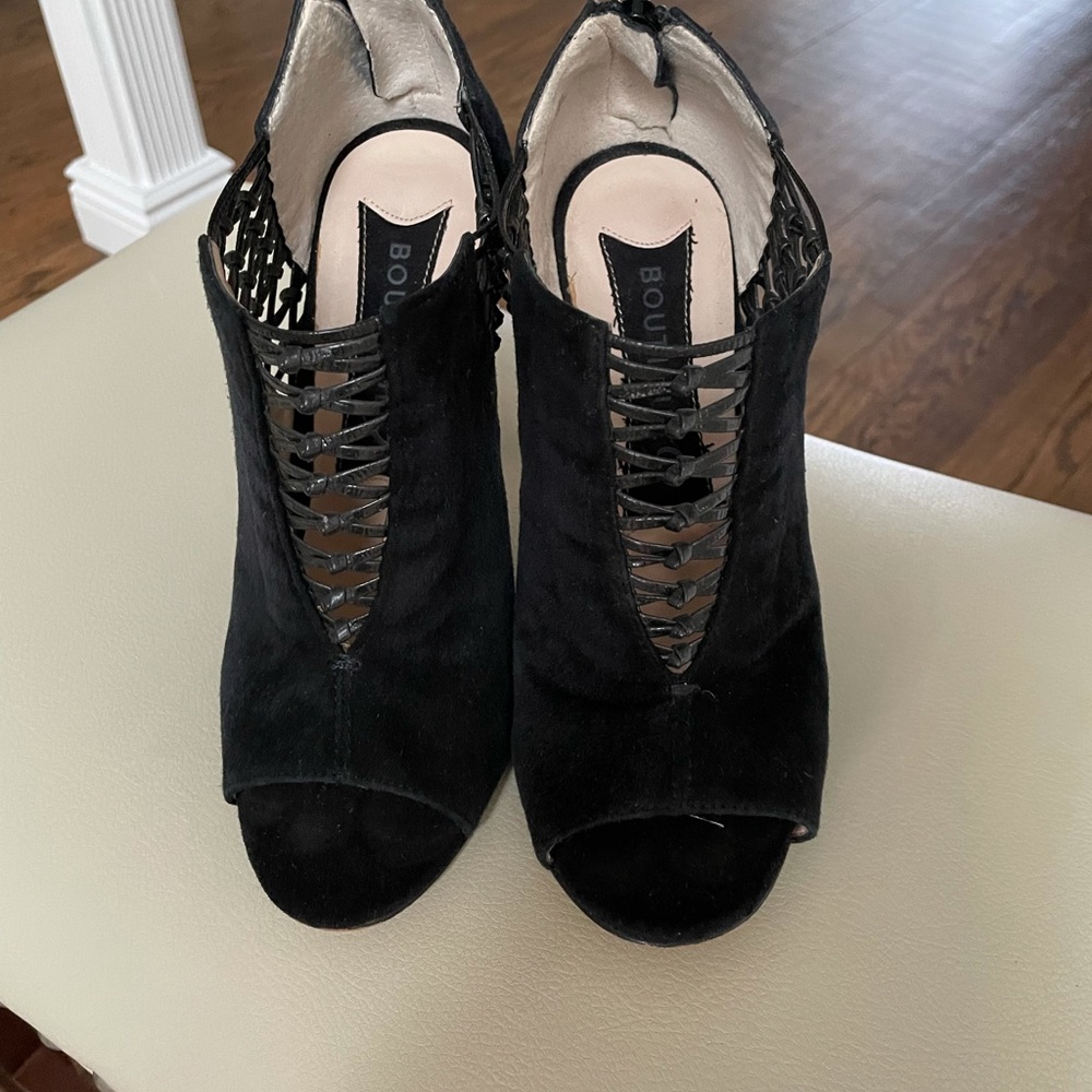 Black suede booties